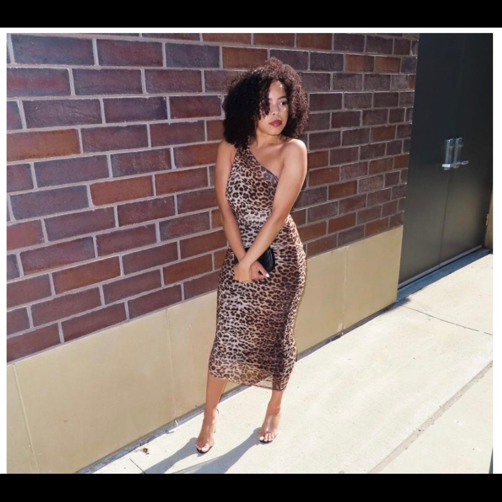 Leopard one shoulder maxi dress